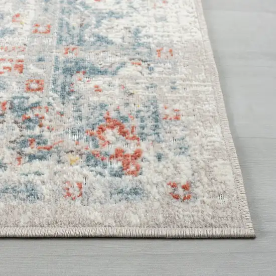 Blue And Orange Medallion Distressed Area Rug Photo 8