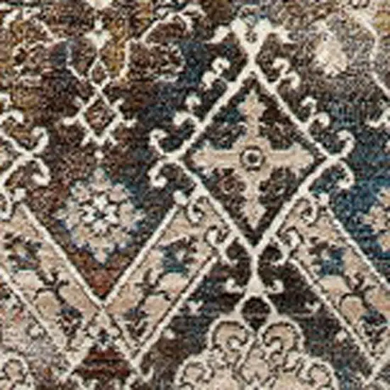 Blue And Orange Medallion Distressed Area Rug Photo 3