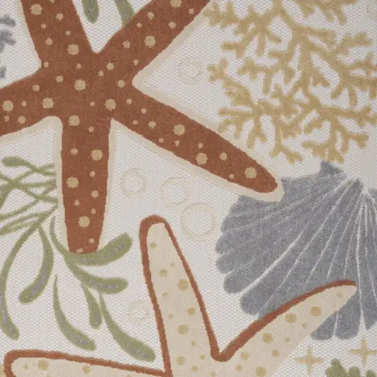 Ivory Orange And Blue Indoor Outdoor Area Rug Photo 5