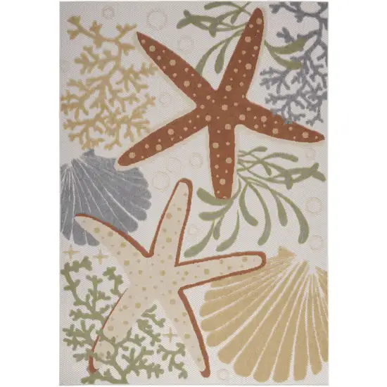 Ivory Orange And Blue Indoor Outdoor Area Rug Photo 3