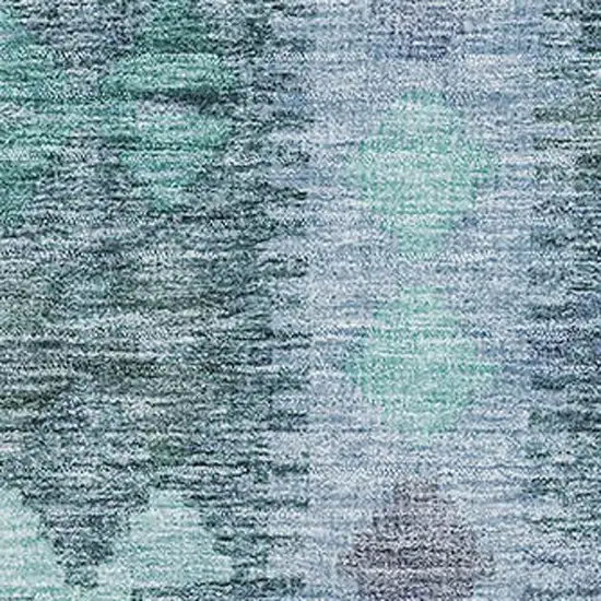 Blue And Pale Aqua Geometric Washable Area Rug With UV Protection Photo 2