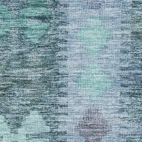 Blue And Pale Aqua Geometric Washable Area Rug With UV Protection Photo 3