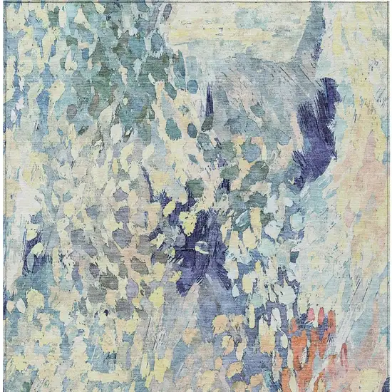 Blue And Pewter Abstract Washable Indoor Outdoor Area Rug Photo 4