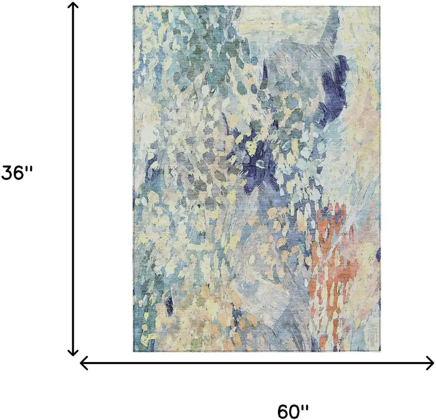 Blue And Pewter Abstract Washable Indoor Outdoor Area Rug Photo 7
