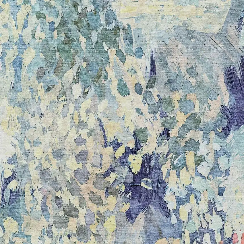 Blue And Pewter Abstract Washable Indoor Outdoor Area Rug Photo 3