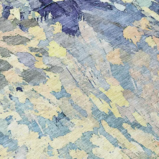 Blue And Pewter Abstract Washable Indoor Outdoor Area Rug Photo 6