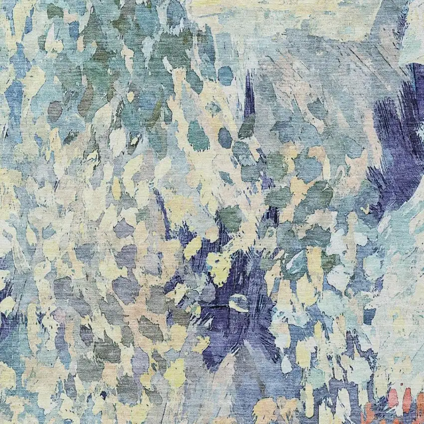 Blue And Pewter Abstract Washable Indoor Outdoor Area Rug Photo 3