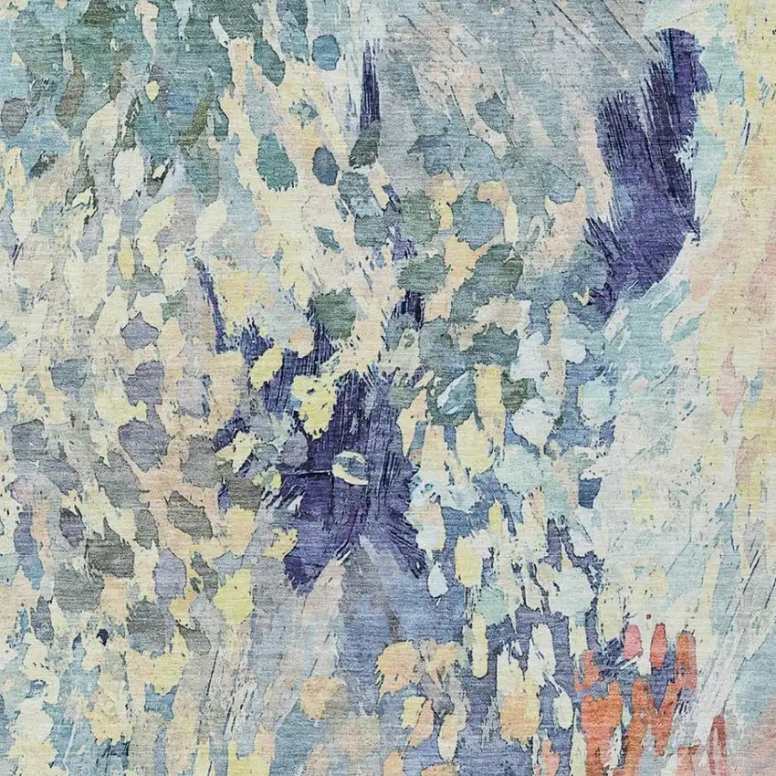 Blue And Pewter Abstract Washable Indoor Outdoor Area Rug Photo 3