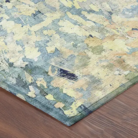 Blue And Pewter Abstract Washable Indoor Outdoor Area Rug Photo 5