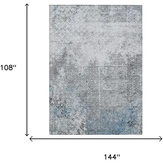 Blue And Pewter Abstract Washable Indoor Outdoor Area Rug Photo 7