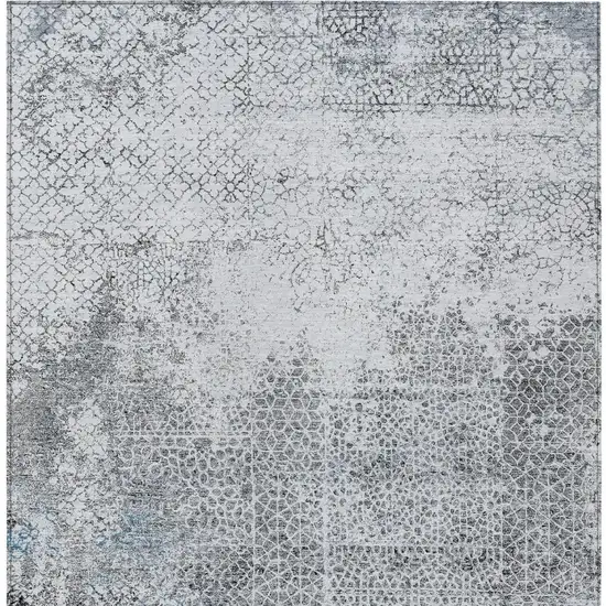 Blue And Pewter Abstract Washable Indoor Outdoor Area Rug Photo 4