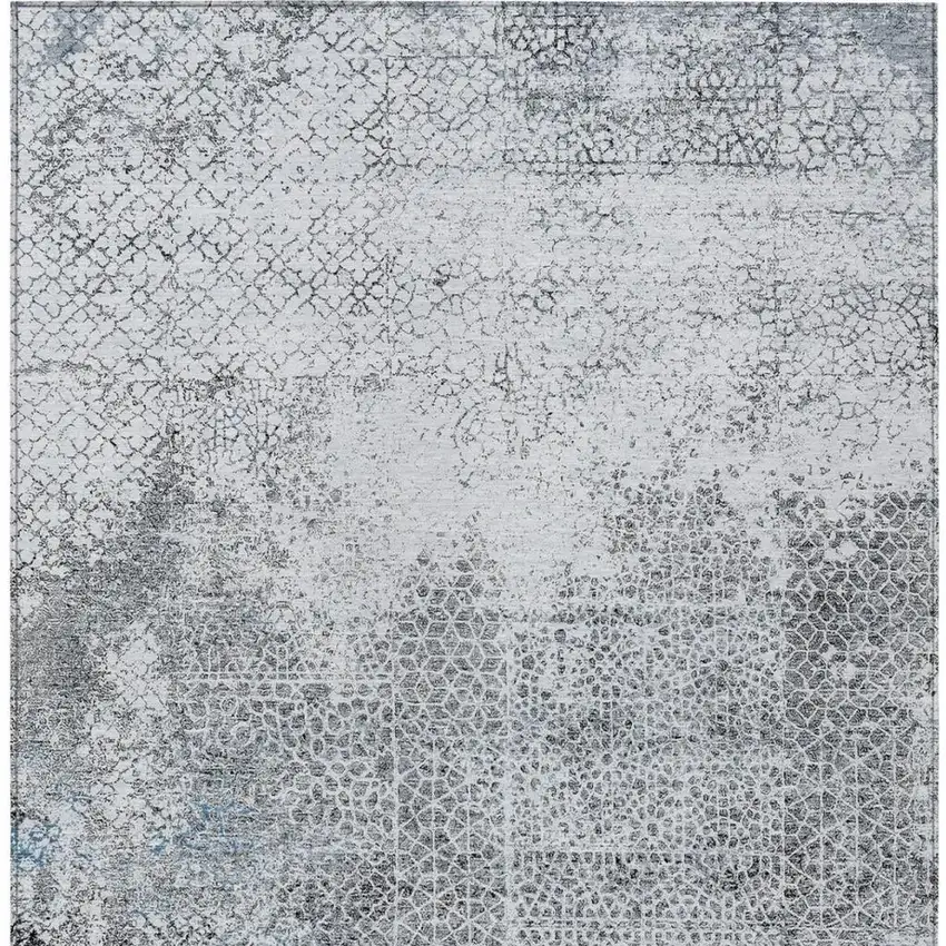 Blue And Pewter Abstract Washable Indoor Outdoor Area Rug Photo 4