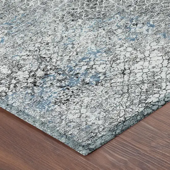 Blue And Pewter Abstract Washable Indoor Outdoor Area Rug Photo 5