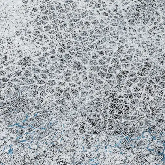Blue And Pewter Abstract Washable Indoor Outdoor Area Rug Photo 6