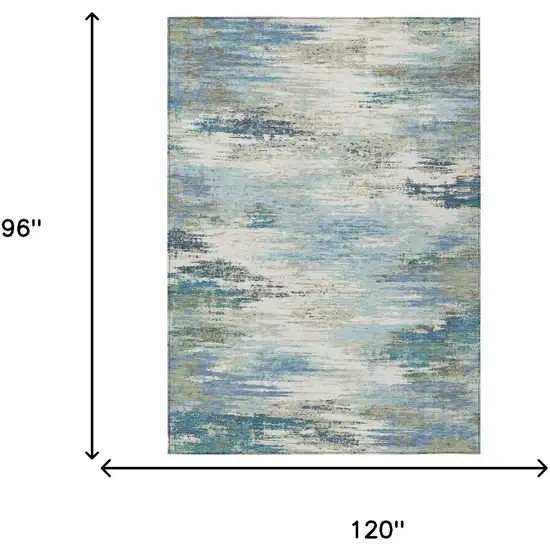Blue And Pewter Abstract Washable Indoor Outdoor Area Rug Photo 5