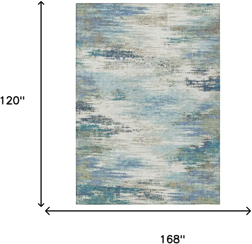 Blue And Pewter Abstract Washable Indoor Outdoor Area Rug Photo 5