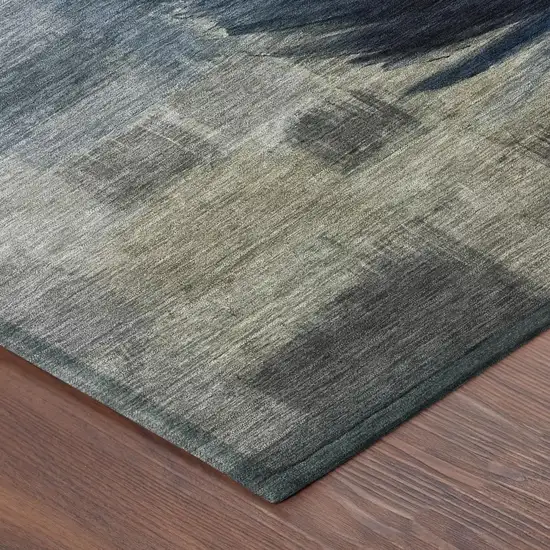 Blue And Pewter Botanical Leaves Washable Indoor Outdoor Area Rug Photo 5