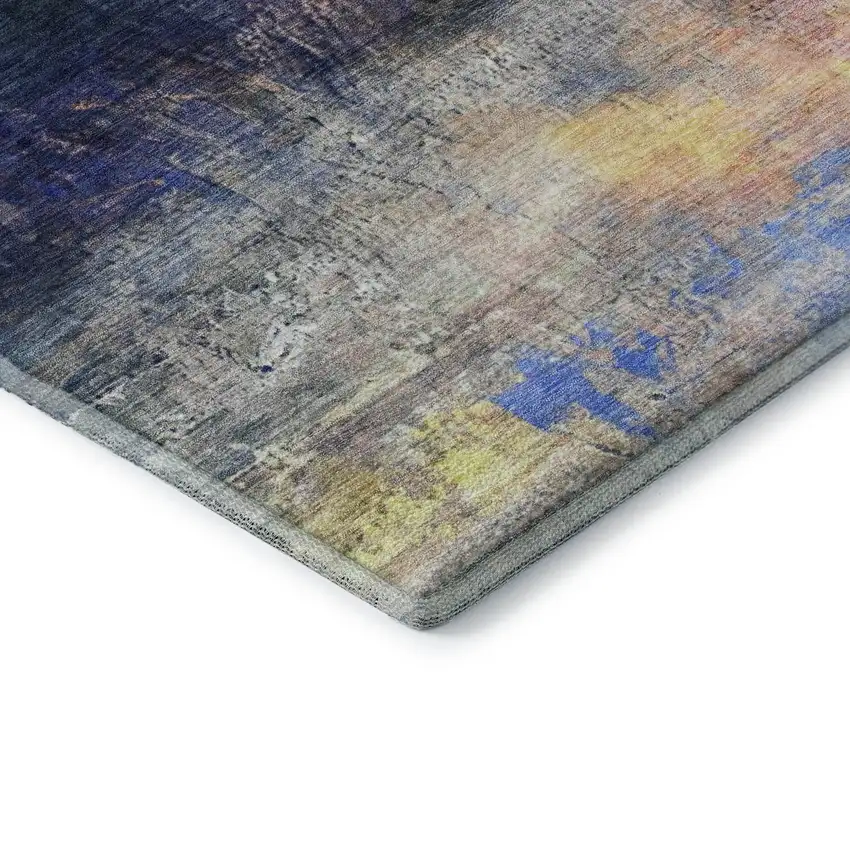 Blue And Pink Abstract Washable Area Rug With UV Protection Photo 6