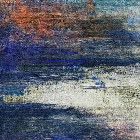 Blue And Pink Abstract Washable Area Rug With UV Protection Photo 3