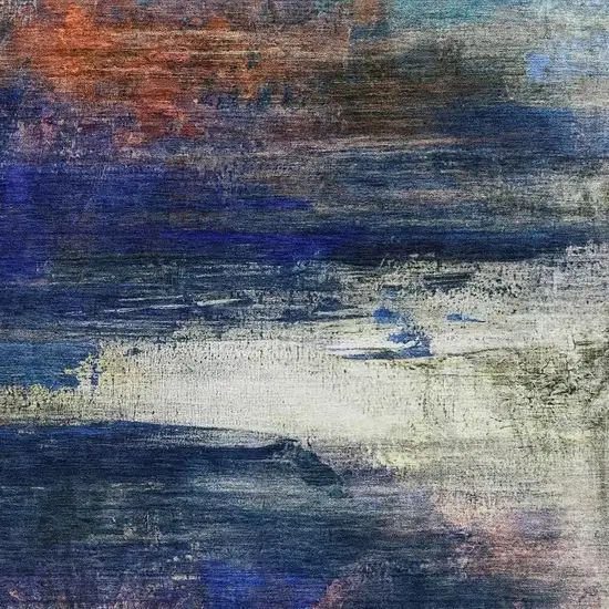 Blue And Pink Abstract Washable Area Rug With UV Protection Photo 3