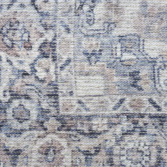 Blue And Pink Floral Power Loom Distressed Washable Area Rug Photo 4