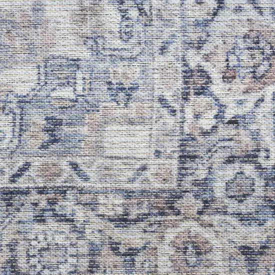Blue And Pink Floral Power Loom Distressed Washable Area Rug Photo 4