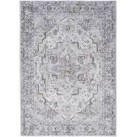 Photo of Blue And Pink Floral Power Loom Distressed Washable Area Rug