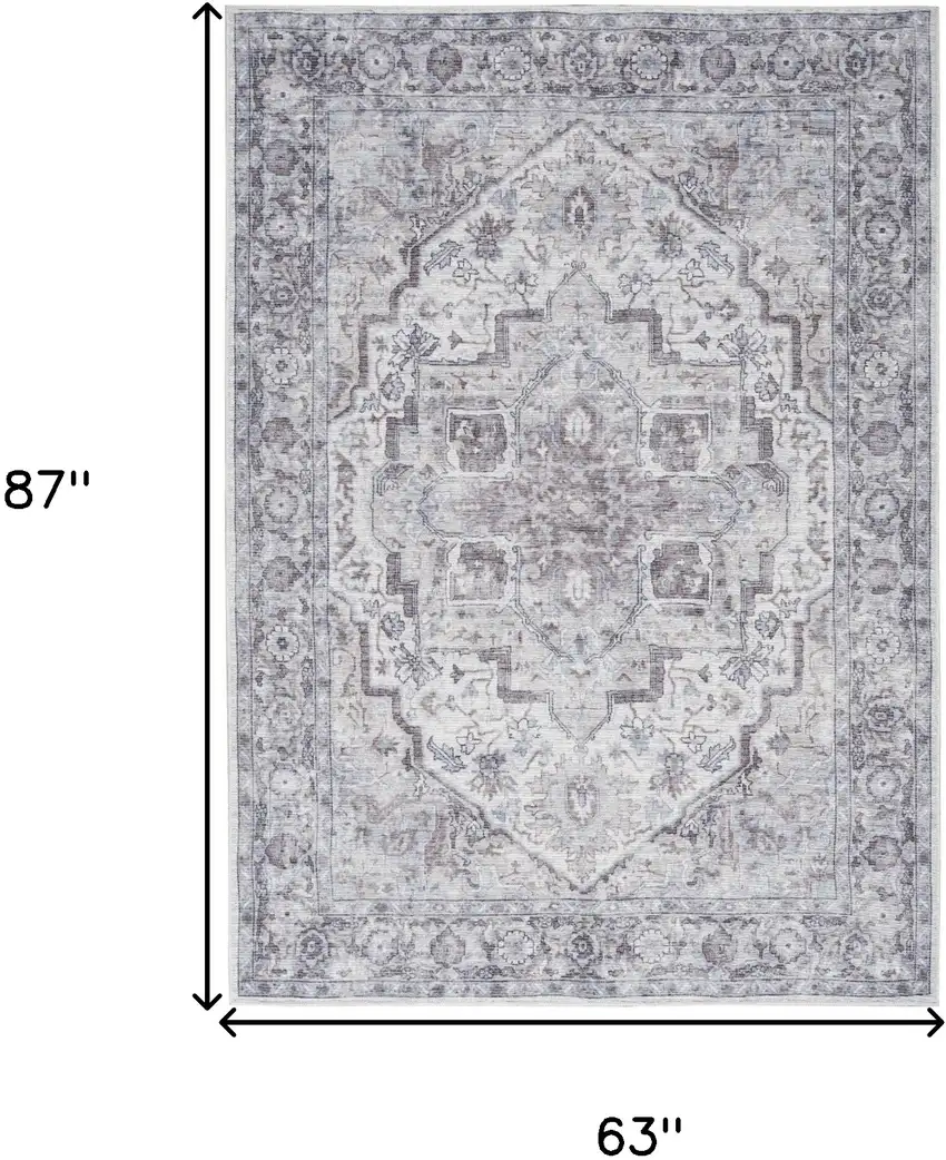 Blue And Pink Floral Power Loom Distressed Washable Area Rug Photo 9