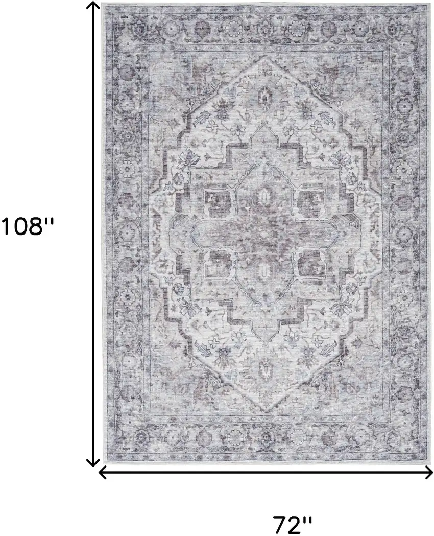 Blue And Pink Floral Power Loom Distressed Washable Area Rug Photo 9
