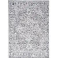 Photo of Blue And Pink Floral Power Loom Distressed Washable Area Rug