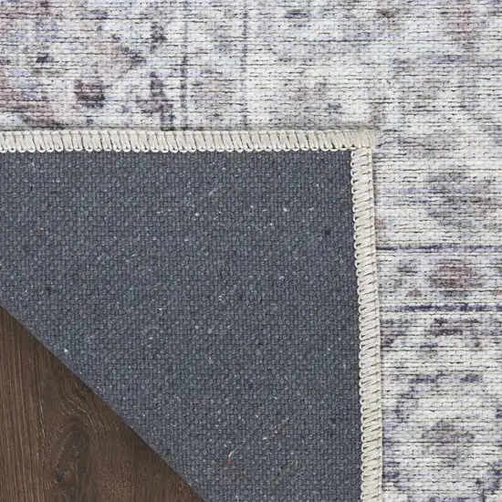 Blue And Pink Floral Power Loom Distressed Washable Area Rug Photo 8