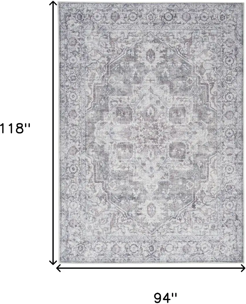 Blue And Pink Floral Power Loom Distressed Washable Area Rug Photo 9
