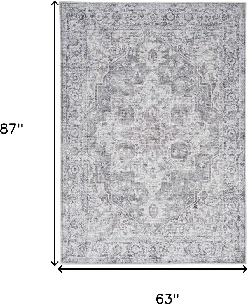 Blue And Pink Floral Power Loom Distressed Washable Area Rug Photo 9