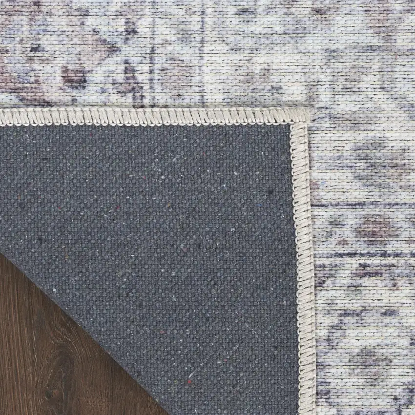 Blue And Pink Floral Power Loom Distressed Washable Area Rug Photo 8