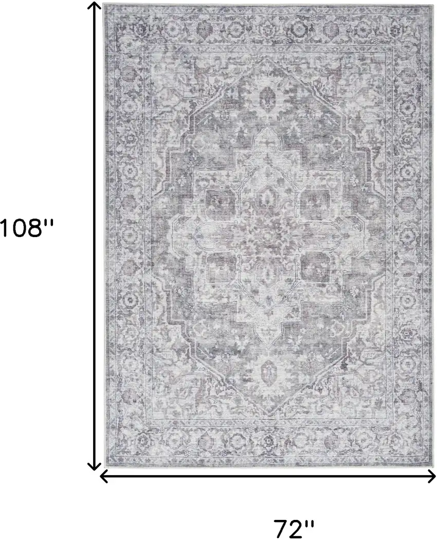 Blue And Pink Floral Power Loom Distressed Washable Area Rug Photo 9