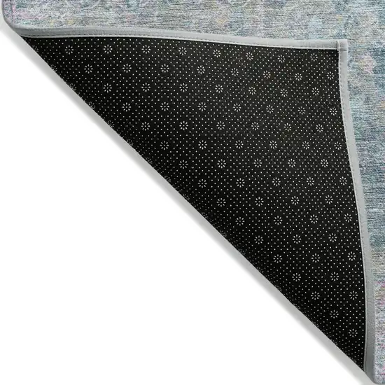 Blue And Pink Medallion Washable Indoor Outdoor Area Rug Photo 8