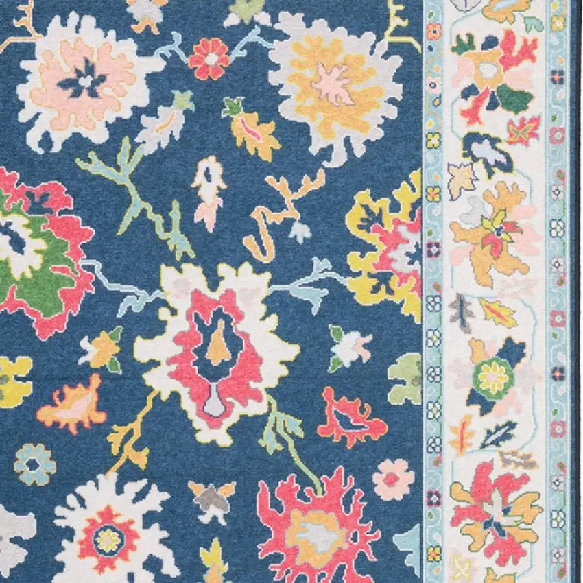 Blue And Pink Oriental Washable Area Rug Photo 3