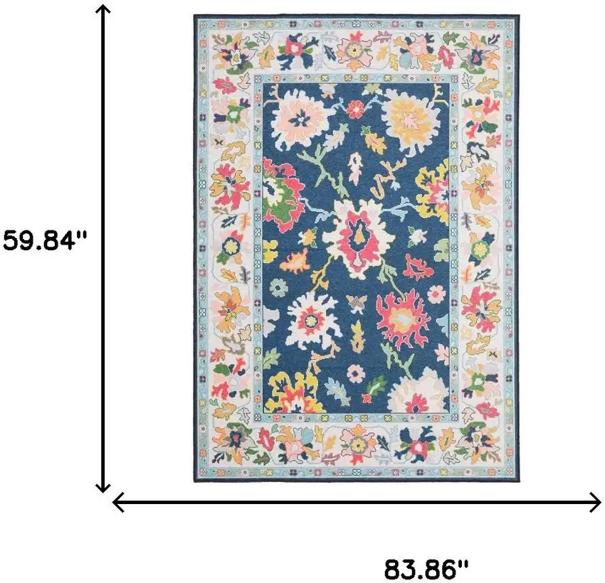 Blue And Pink Oriental Washable Area Rug Photo 7