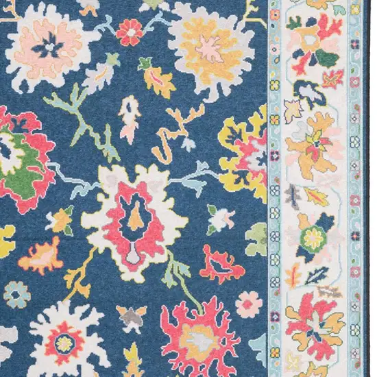 Blue And Pink Oriental Washable Area Rug Photo 3