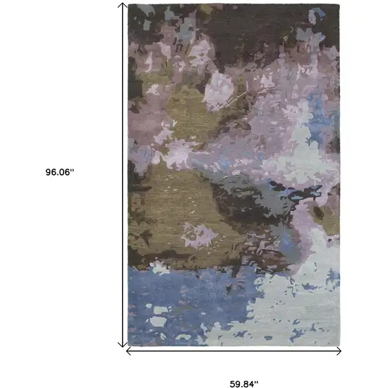 Blue And Purple Abstract Hand Tufted Area Rug Photo 6