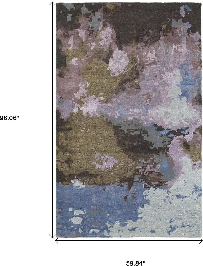 Blue And Purple Abstract Hand Tufted Area Rug Photo 6