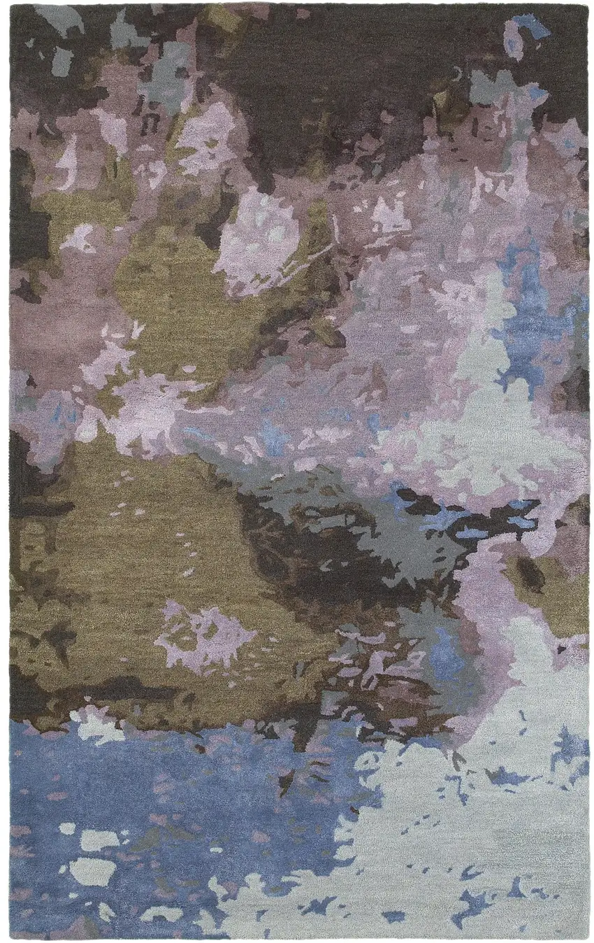 Blue And Purple Abstract Hand Tufted Area Rug Photo 4