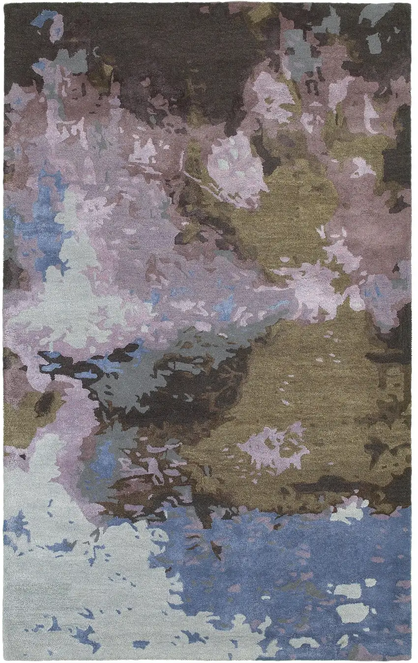 Blue And Purple Abstract Hand Tufted Area Rug Photo 2