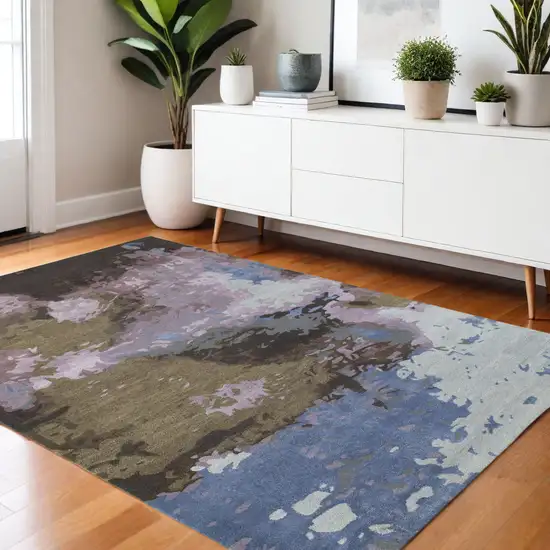 Blue And Purple Abstract Hand Tufted Area Rug Photo 1