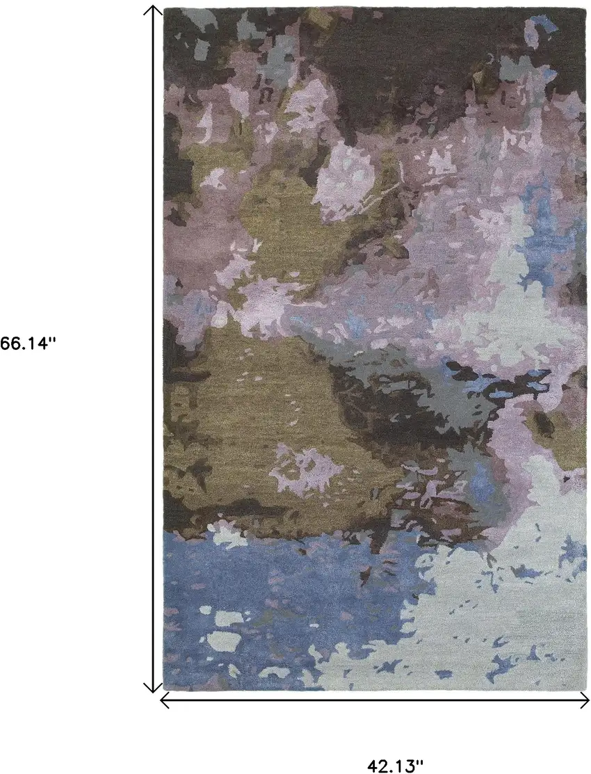 Blue And Purple Abstract Hand Tufted Area Rug Photo 3