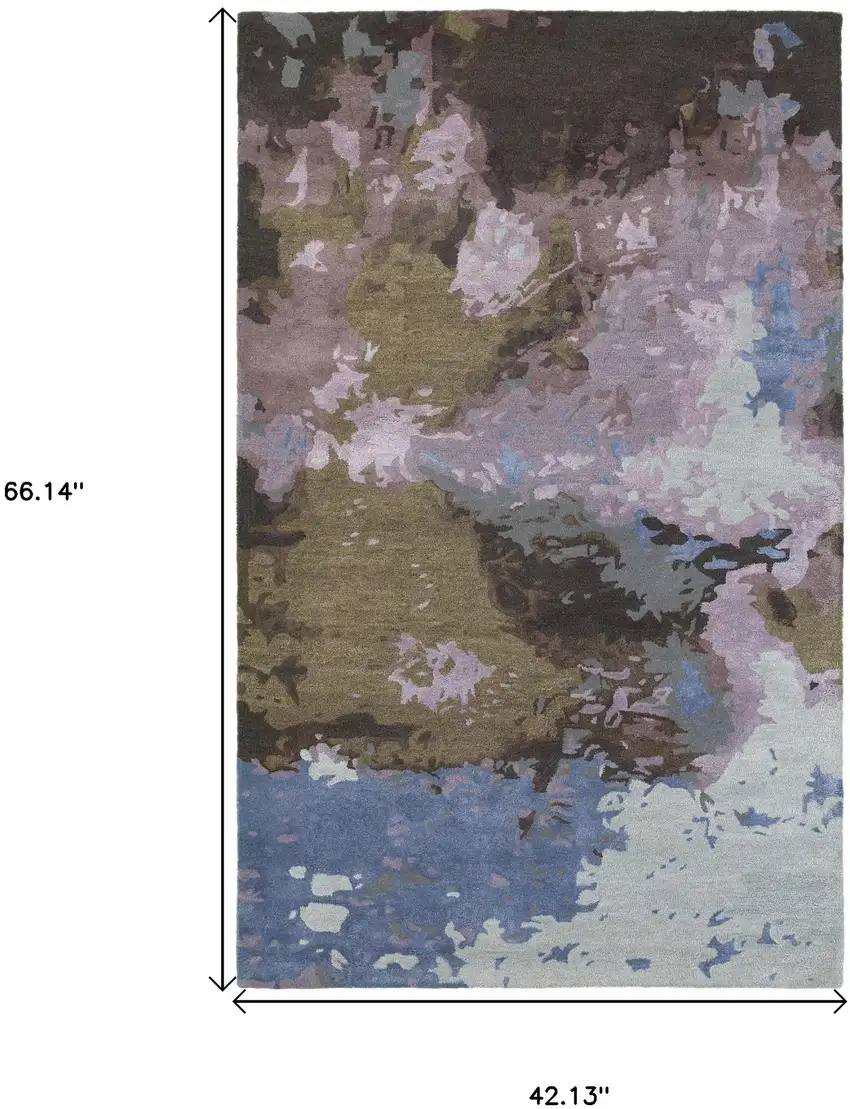 Blue And Purple Abstract Hand Tufted Area Rug Photo 3