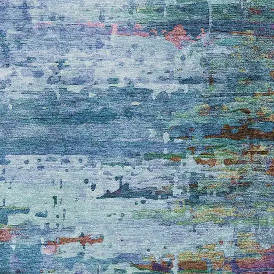 Blue And Purple Abstract Washable Area Rug With UV Protection Photo 3