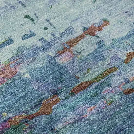 Blue And Purple Abstract Washable Area Rug With UV Protection Photo 8