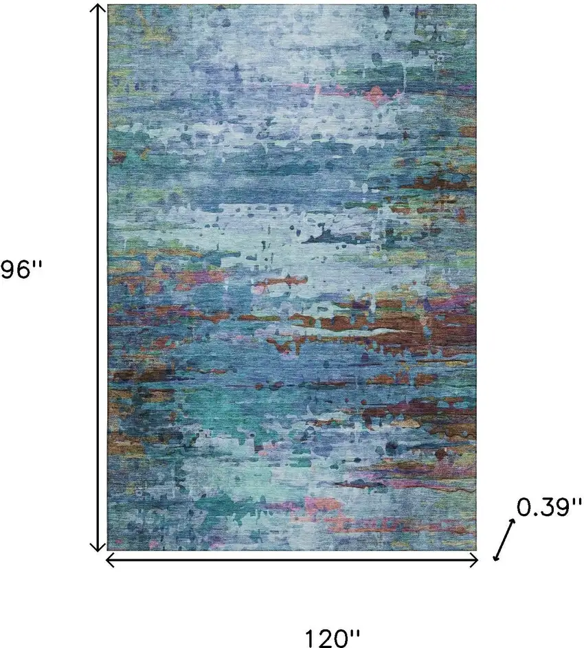 Blue And Purple Abstract Washable Area Rug With UV Protection Photo 9