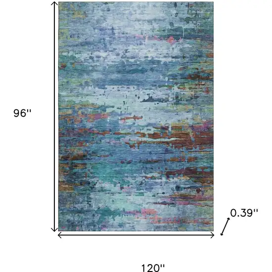 Blue And Purple Abstract Washable Area Rug With UV Protection Photo 9